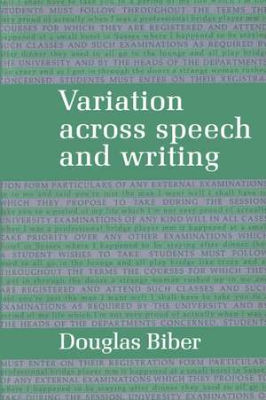 Variation across Speech and Writing de Douglas Biber