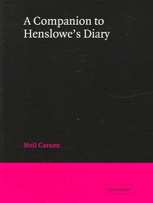 A Companion to Henslowe's Diary de Neil Carson