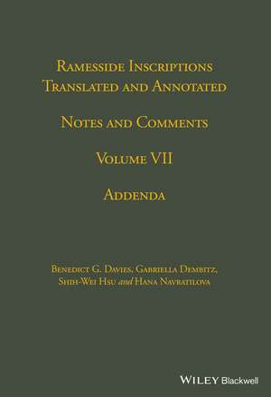 Ramesside Inscriptions, Notes and Comments V 7 – Addenda de BG Davies