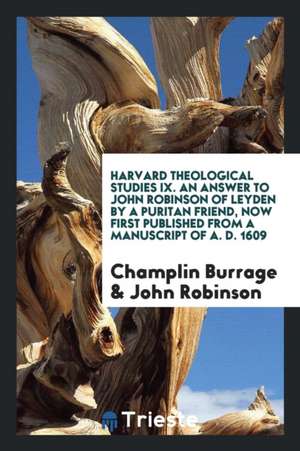 Harvard Theological Studies de Champlin Burrage