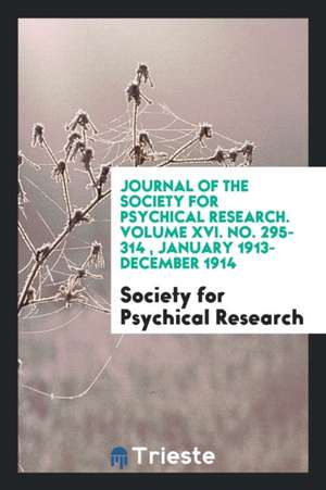 Journal of the Society for Psychical Research de Society For Psychical Research