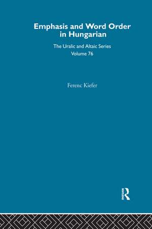 On Emphasis and Word Order in Hungarian de Ferenc Kiefer