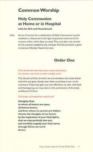 Common Worship: Holy Communion at Home or in Hospital Order One Card