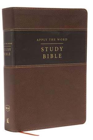 NKJV, Apply the Word Study Bible, Large Print, Leathersoft, Brown, Thumb Indexed, Red Letter Edition: Live in His Steps de Thomas Nelson