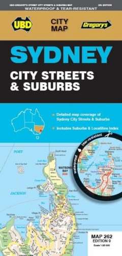 Sydney City Streets & Suburbs Map 262 9th (waterproof) de UBD Gregory's