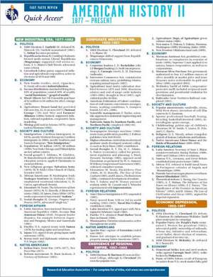 American History 2 - Rea's Quick Access Reference Chart de The Staff of Rea