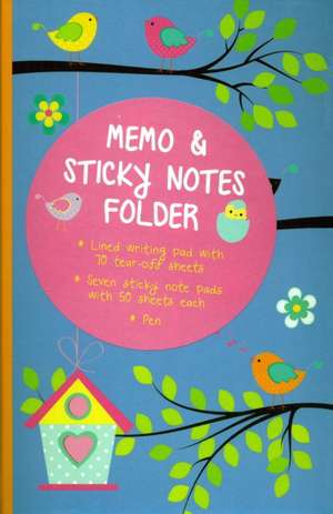 Memo & Sticky Notes Folder: Cute Birds: Small Folder Containing 7 Sticky Notepads, a Tear-Off Lined Writing Pad, and Gel Pen. de Peony Press