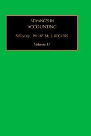 Advances in Accounting de Philip M J Reckers