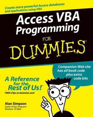 Access VBA Programming for Dummies de A Simpson