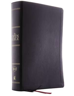 The NKJV, Open Bible, Black Leathersoft, Red Letter, Comfort Print: Complete Reference System de Thomas Nelson