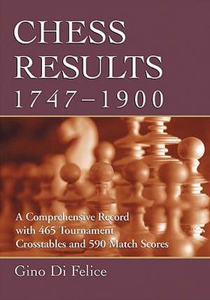 Chess Results, 1747-1900: A Comprehensive Record with 465 Tournament Crosstables and 590 Match Scores de Gino Di Felice