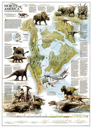 Dinosaurs of North America, tubed: Wall Maps History & Nature de National Geographic Maps