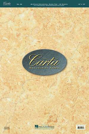 Carta Manuscript Paper No. 22 - Professional: Carta Score Paper de Hal Leonard Publishing Corporation