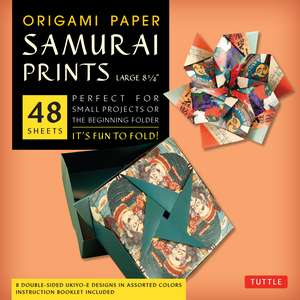 Origami Paper - Samurai Prints - Large 8 1/4" - 48 Sheets: Tuttle Origami Paper: Origami Sheets Printed with 8 Different Designs: Instructions for 6 Projects Included de Tuttle Studio