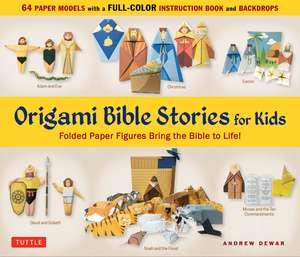 Origami Bible Stories for Kids Kit: Folded Paper Figures and Stories Bring the Bible to Life! 64 Paper Models with a full-color instruction book and 4 backdrops de Andrew Dewar