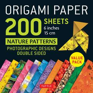 Origami Paper 200 sheets Nature Patterns 6" (15 cm): Tuttle Origami Paper: Double Sided Origami Sheets Printed with 12 Different Designs (Instructions for 6 Projects Included) de Tuttle Studio