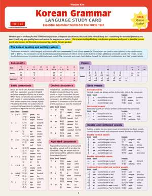 Korean Grammar Language Study Card: Essential Grammar Points for the TOPIK Test (Includes Online Audio) de Woojoo Kim