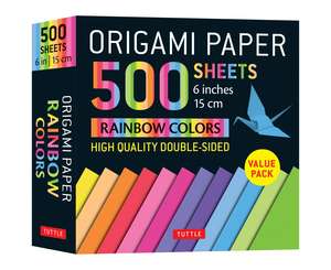 Origami Paper 500 sheets Rainbow Colors 6" (15 cm): Tuttle Origami Paper: Double-Sided Origami Sheets Printed with 12 Color Combinations (Instructions for 5 Projects Included) de Tuttle Studio