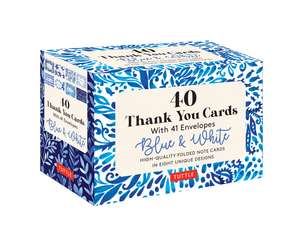 Blue & White, 40 Thank You Cards with Envelopes: (4 1/2 x 3 inch blank cards in 8 unique designs) de Tuttle Studio