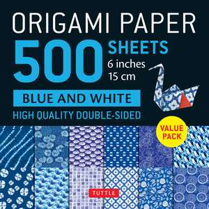 Origami Paper 500 sheets Blue & White 6" (15 cm): Tuttle Origami Paper: Double-Sided Origami Sheets Printed with 12 Different Patterns (Instructions for 5 Projects Included) de Tuttle Studio