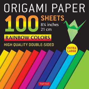 Origami Paper 100 sheets Rainbow Colors 8 1/4" (21 cm): Extra Large Double-Sided Origami Sheets Printed with 12 Different Color Combinations (Instructions for 5 Projects Included) de Tuttle Studio