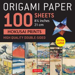 Origami Paper 100 sheets Hokusai Prints 8 1/4" (21 cm): Extra Large Double-Sided Origami Sheets Printed with 12 Different Prints (Instructions for 5 Projects Included) de Tuttle Studio