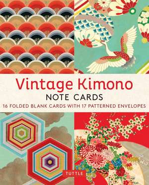 Vintage Kimono, 16 Note Cards: 8 illustrations from 1900's Vintage Japanese Kimono Fabrics (Blank Cards with Envelopes in a Keepsake Box) de Tuttle Studio