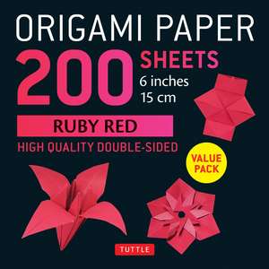 Origami Paper 200 sheets Ruby Red 6" (15 cm): Solid Red Double-Sided Origami Sheets with Instructions for 10 Projects de Tuttle Studio