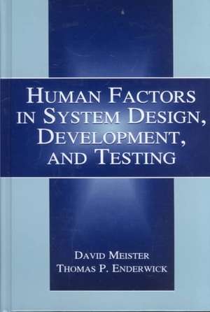 Human Factors in System Design de David Meister