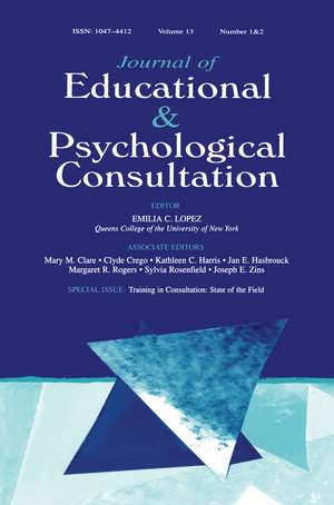 Training in Consultation: State of the Field:a Special Double Issue of journal of Educational and Psychological Consultation de Judith L. Alpert