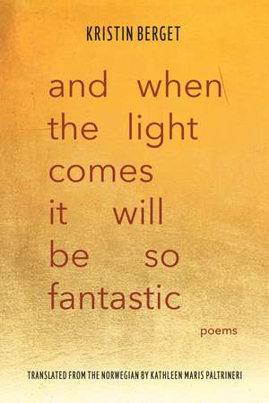 and when the light comes it will be so fantastic: poems de Kristin Berget