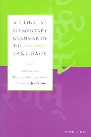 A Concise Elementary Grammar of the Sanskrit Language de Jan Gonda