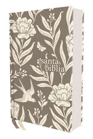 NVI, Santa Biblia, Texto revisado 2022, Tamaño Compacto, Tapa dura/Tela, Floral Gray, Palabras de Jesús en Rojo, Comfort Print de Nueva Versión Internacional