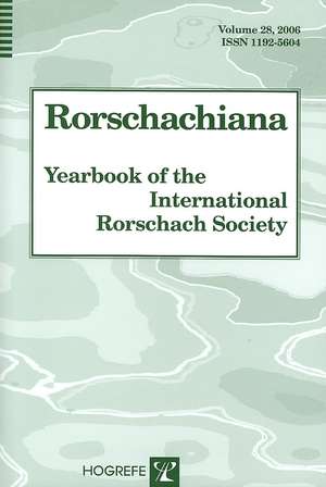 Rorschachiana. Yearbook of the International Rorschach Society de Sadegh Nashat