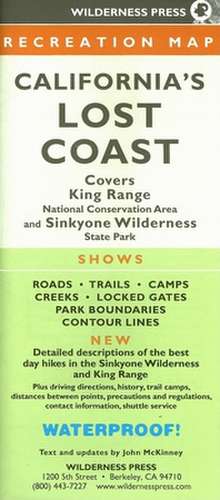 Califorina's Lost Coast Recreaton Map de Wilderness Press