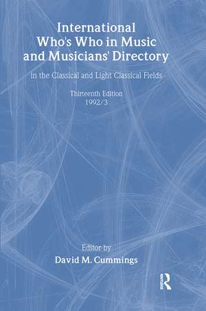 Intl Whos Who Music&Ency Ed13 de David M. Cummings