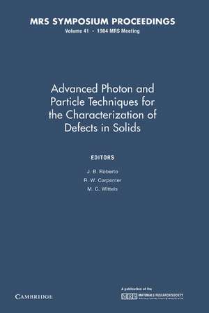 Advanced Photon and Particle Techniques for the Characterization of Defects in Solids: Volume 41 de J. B. Roberto