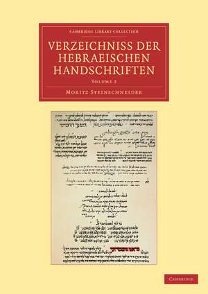 Verzeichniss der Hebraischen Handschriften de Moritz Steinschneider