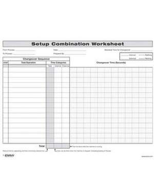 Enna: Quick Changeover: Setup Combination Worksheet