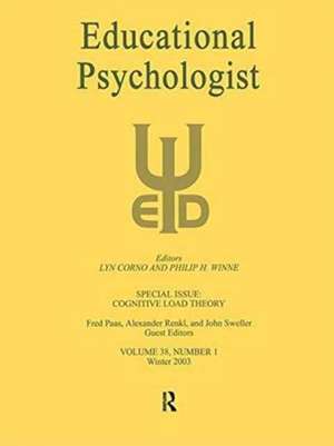 Cognitive Load Theory: A Special Issue of educational Psychologist de Fred Paas