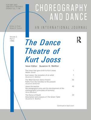 The Dance Theatre of Kurt Jooss de Suzanne Walther