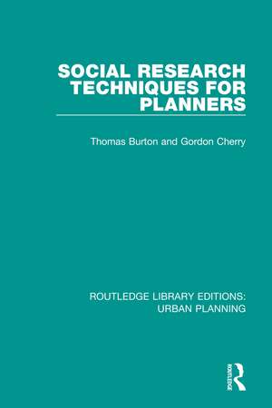 Social Research Techniques for Planners de Thomas Burton