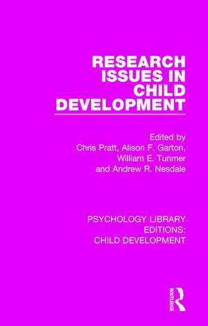 Research Issues in Child Development de Chris Pratt