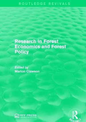 Research in Forest Economics and Forest Policy de Marion Clawson