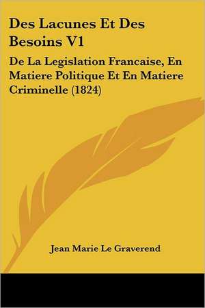 Des Lacunes Et Des Besoins V1 de Jean Marie Le Graverend