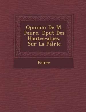 Opinion de M. Faure, D Put Des Hautes-Alpes, Sur La Pairie de Faure