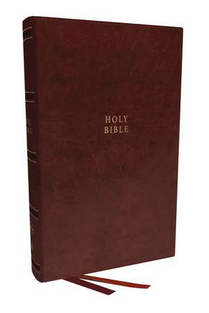 NKJV, Single-Column Reference Bible, Verse-by-verse, Brown Leathersoft, Red Letter, Comfort Print (Thumb Indexed) de Thomas Nelson