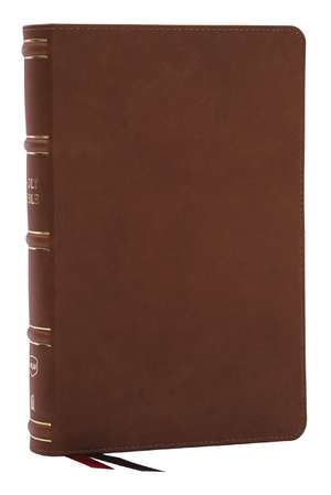 NKJV, Single-Column Reference Bible, Verse-by-verse, Brown Genuine Leather, Red Letter, Comfort Print de Thomas Nelson