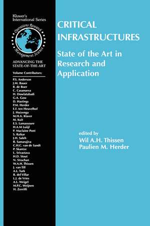 Critical Infrastructures State of the Art in Research and Application de Wil A. H. Thissen