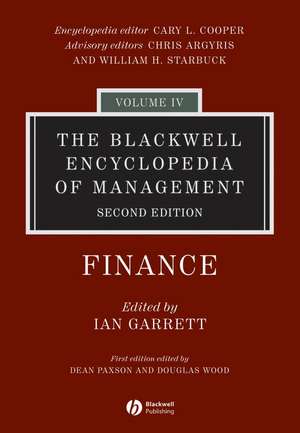 The Blackwell Encyclopedia of Management – Finance V 4 2e de I Garrett